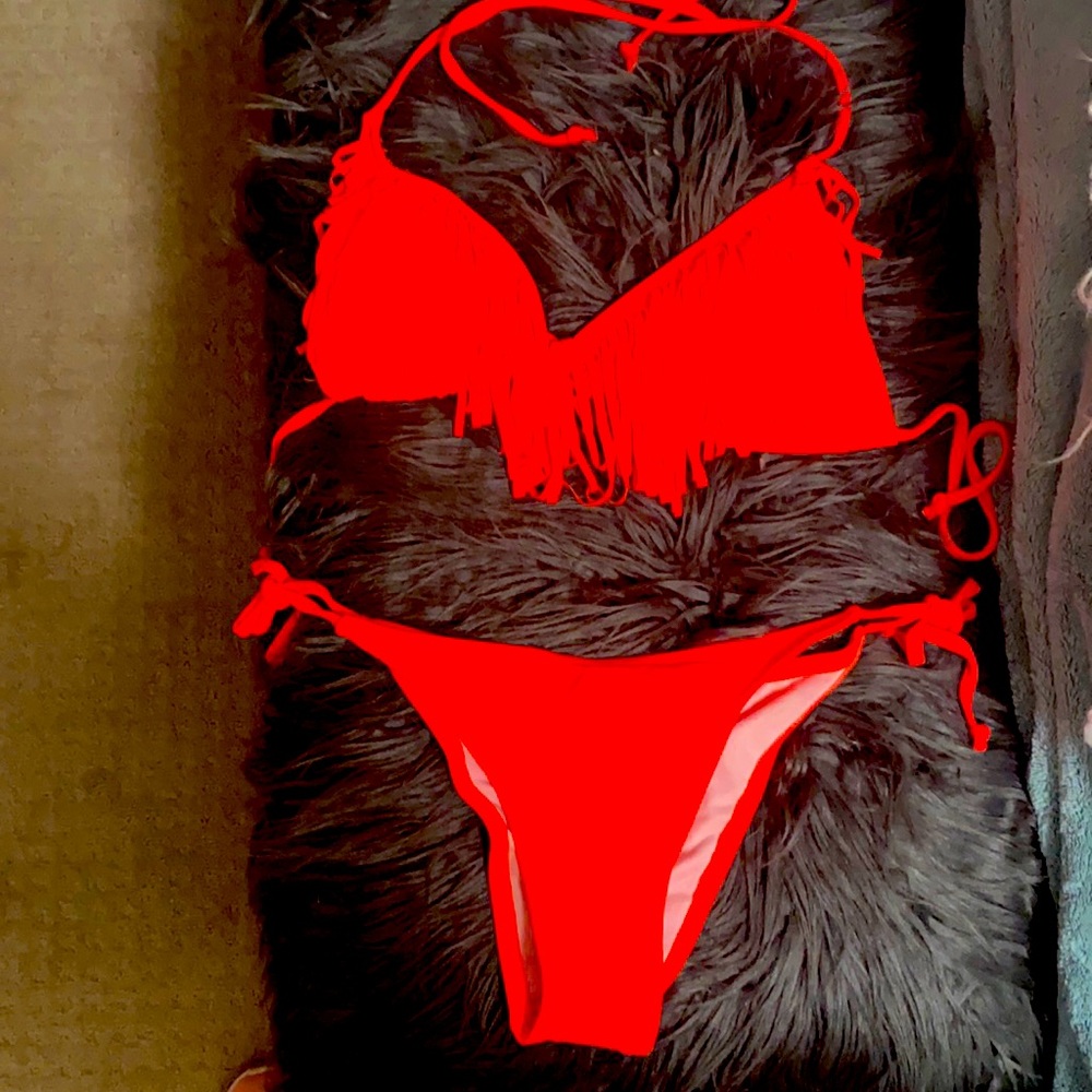 Hot Orange Fringe Bikini